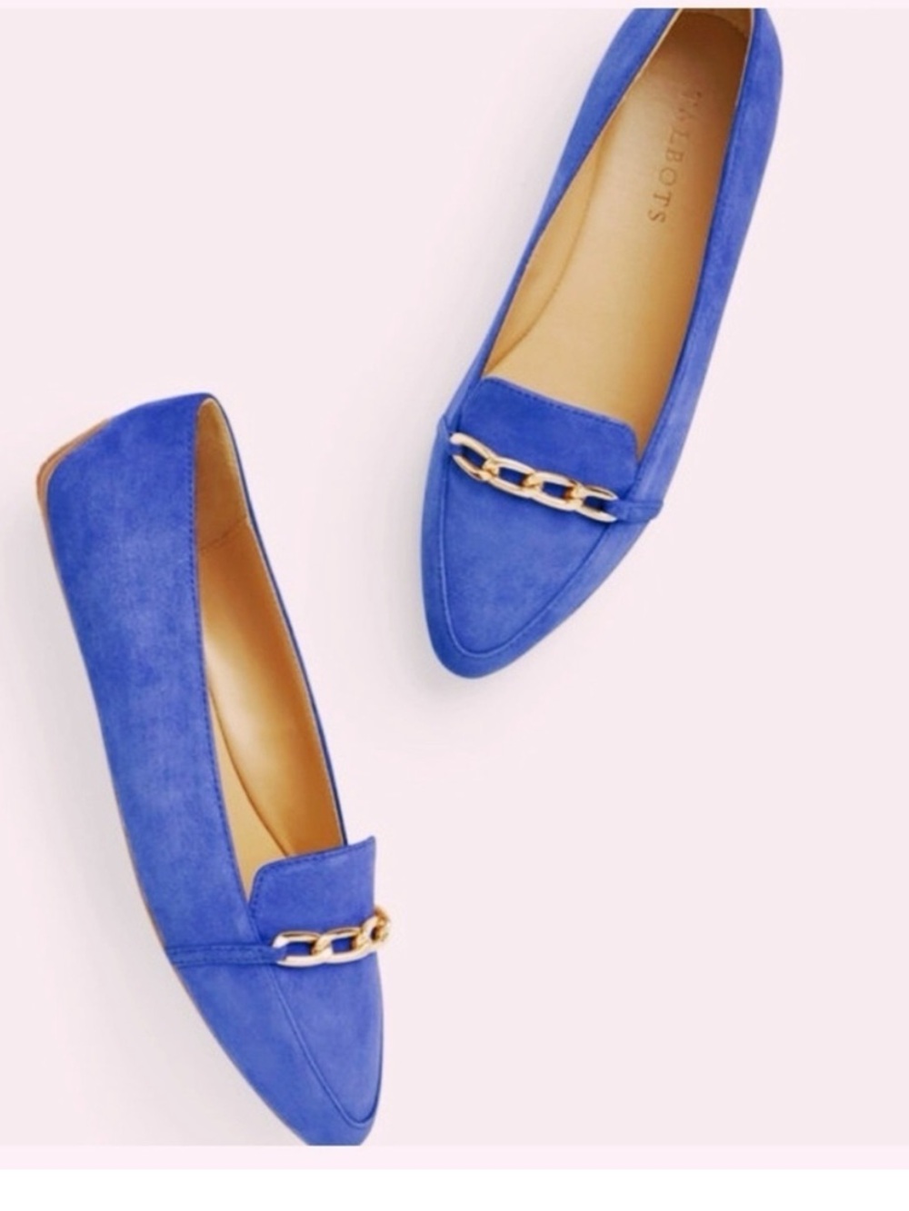 EEUC Talbots Royal Blue Suede Loafers with Gold Chain